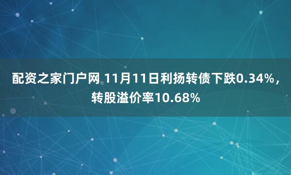 配资之家门户网 11月11日利扬转债下跌0.34%，转股溢价率10.68%
